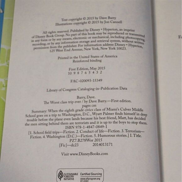 The Worst Class Trip Ever By Dave Barry 2015 Hardcover Disney Books 1st Edition - Picture 5 of 8